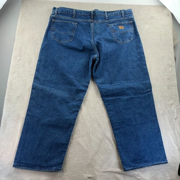 Carhartt Mens Work Jeans Size 46x30 Relaxed Fit Blue Denim B21DST Straight Leg - Picture 15 of 15